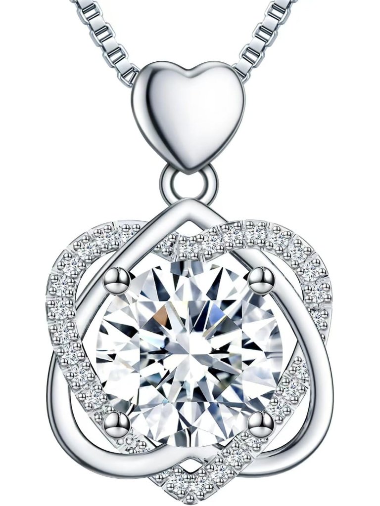 Infinity Love Heart Moissanite Necklace - Elegant 5 Carats Sterling Silver Penda